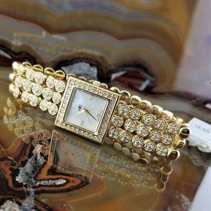 ADEE KAYE Gold Swarovski Crystal Watch